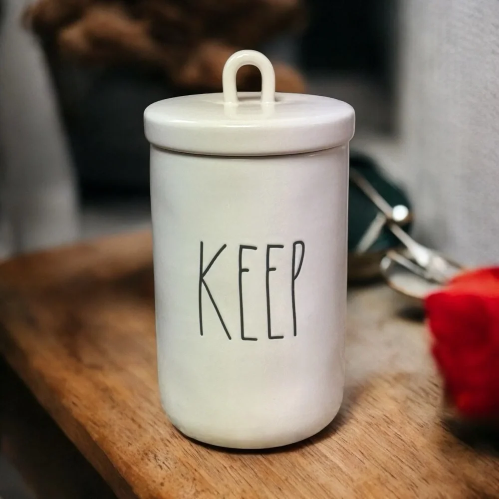 Rae Dunn Tall KEEP Storage Canister Lid That Seals Mint Condition Collectible